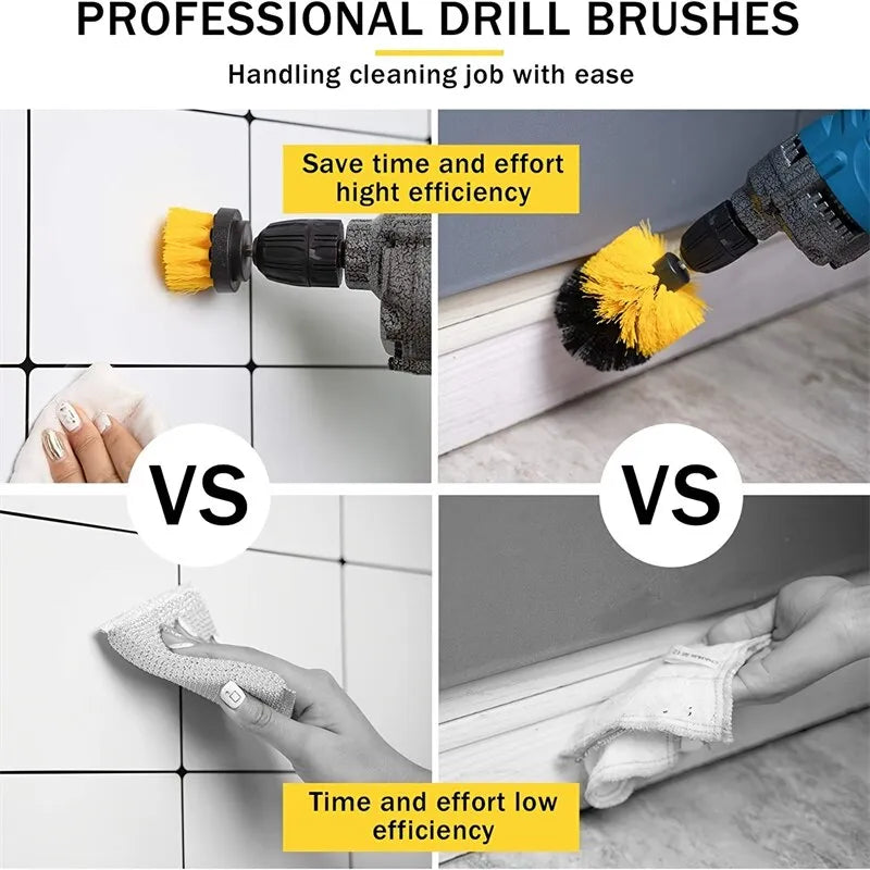 Drill-Powered Brush Set: 3-Piece Multi-Surface Cleaning Kit for Bathroom, Tub, Tile, and Carpet - Drill-Powered Brush Set-CasualFlowshop 