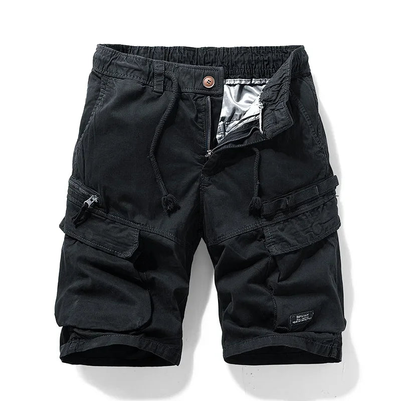 Men's Cotton Cargo Camouflage Shorts with pockets and breathable fabric.