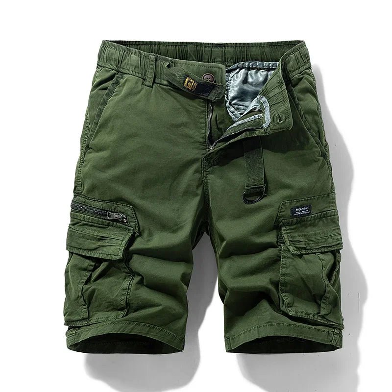 Men's Cotton Cargo Camouflage Shorts with pockets and breathable fabric.