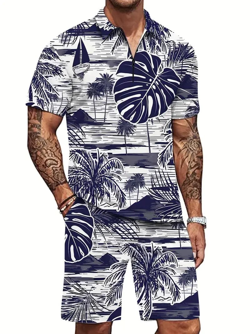 Men's Casual Beach Shorts Set – Lightweight 2 - Piece Outfit for Summer Comfort and Style - CasualFlowshop