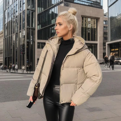 Chaqueta corta y cálida de algodón para mujer: cómoda, elegante y perfecta para los días fríos 