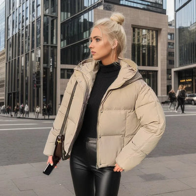 Chaqueta corta y cálida de algodón para mujer: cómoda, elegante y perfecta para los días fríos 