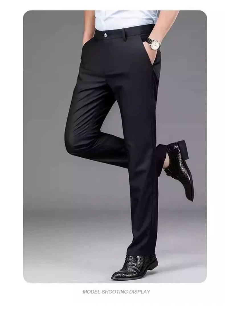 Men’s Black Stretch Casual Pants – Tailored Comfort for Everyday Style - CasualFlowshop