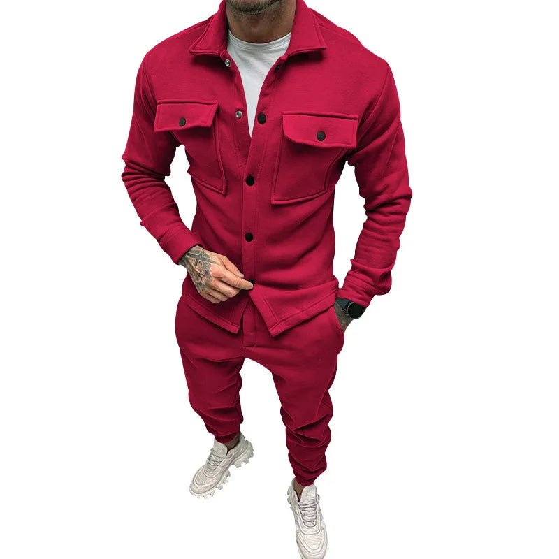 Men’s Solid Color Jacket & Pants Outfit – Casual Streetwear 2 - Piece Set - CasualFlowshop