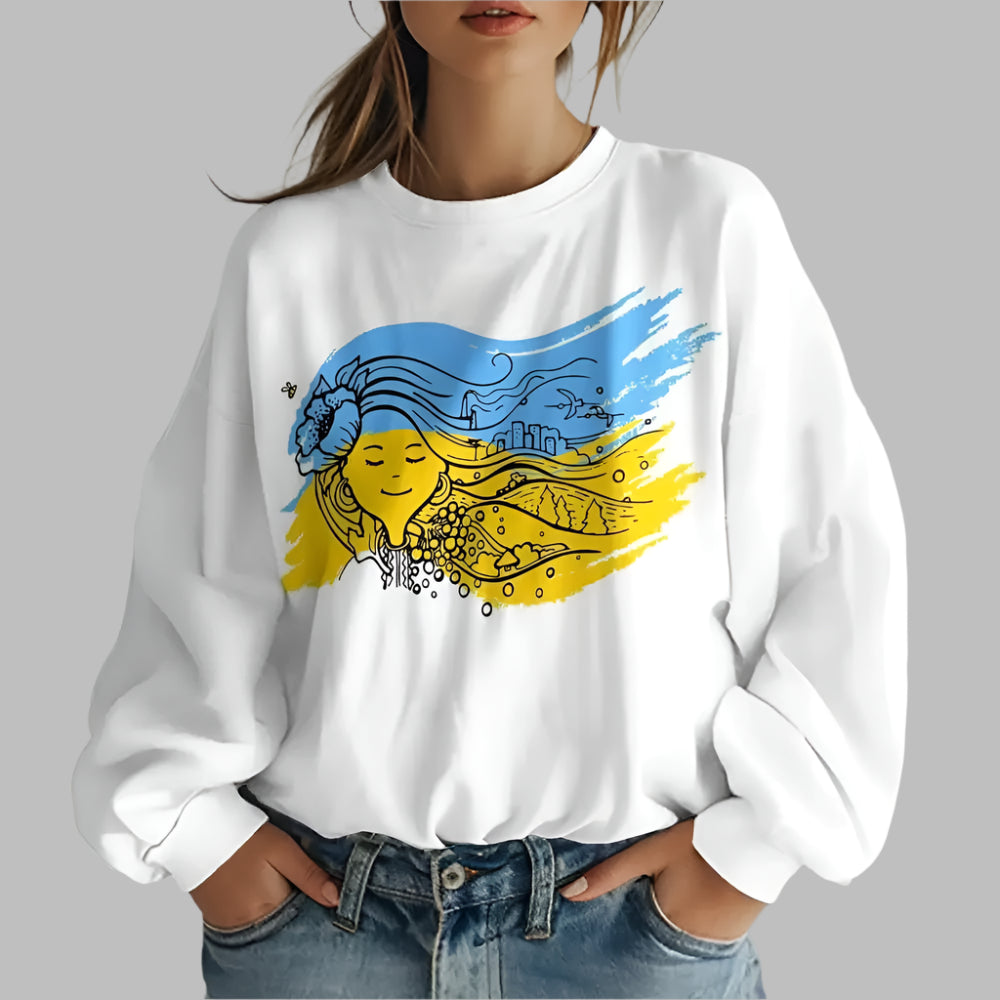 Image of Ukrainian Folk Print Oversized Hoodie at Casualflowshop