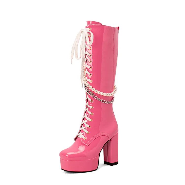Over-the-knee high boots for women, sleek design, synthetic leather, block heel, versatile for casual and elegant outfits