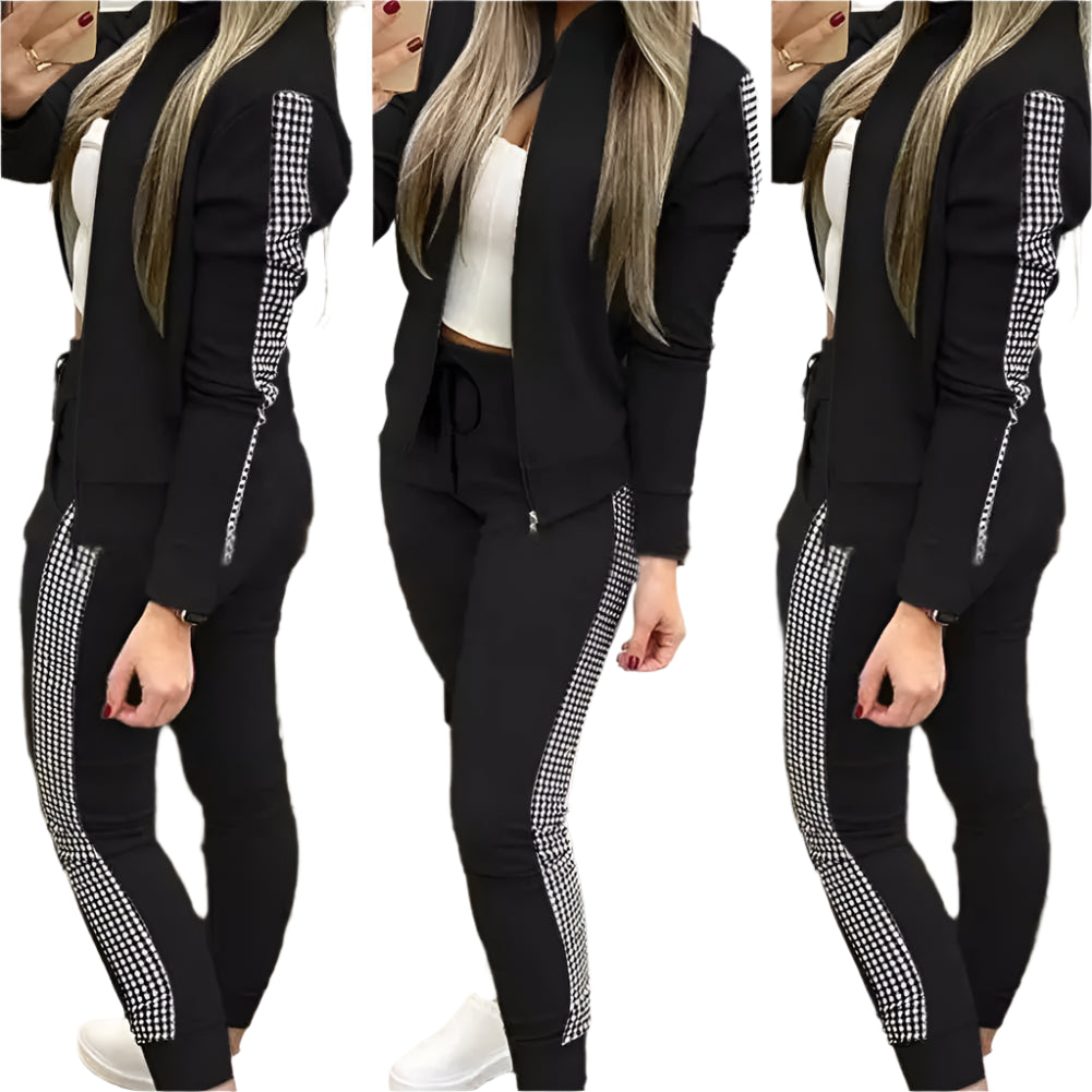 Women's Athleisure Set – Dot Turtleneck Sweatshirt & Slim Joggers | CasualFlowshop