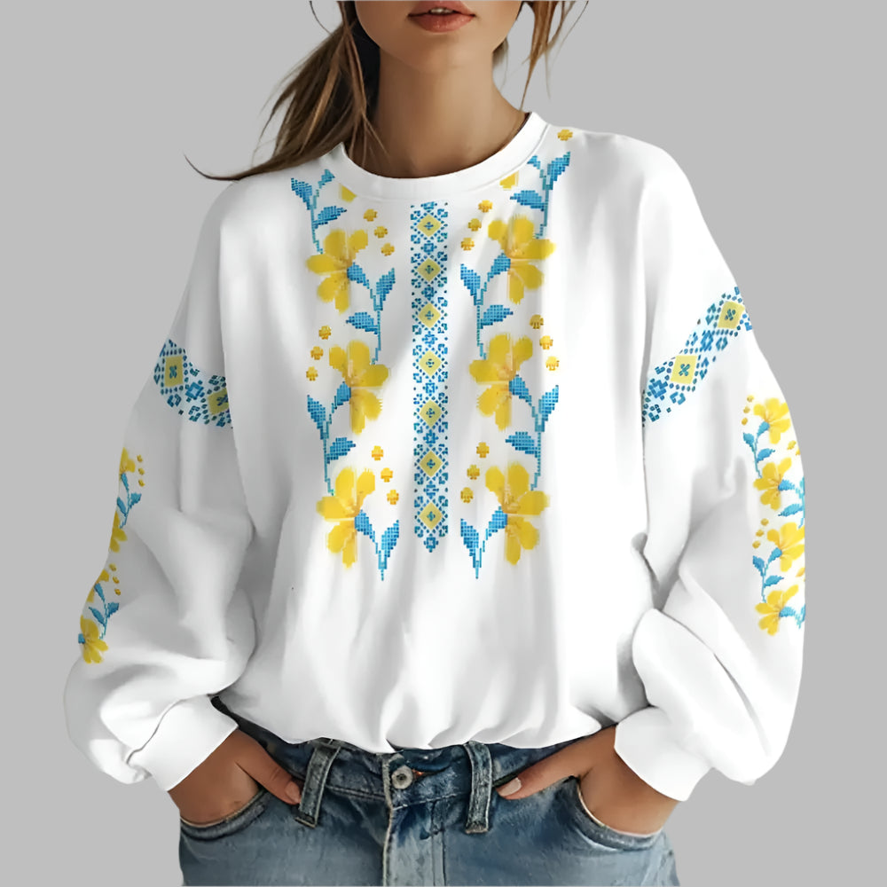 Image of Ukrainian Folk Print Oversized Hoodie at Casualflowshop