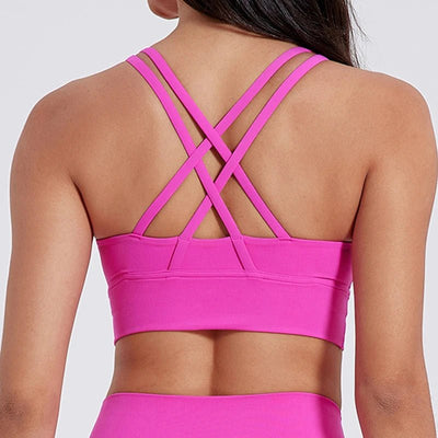 2Pcs Crisscross Sports Bra Set – Breathable & Supportive Fitness Wear for Women