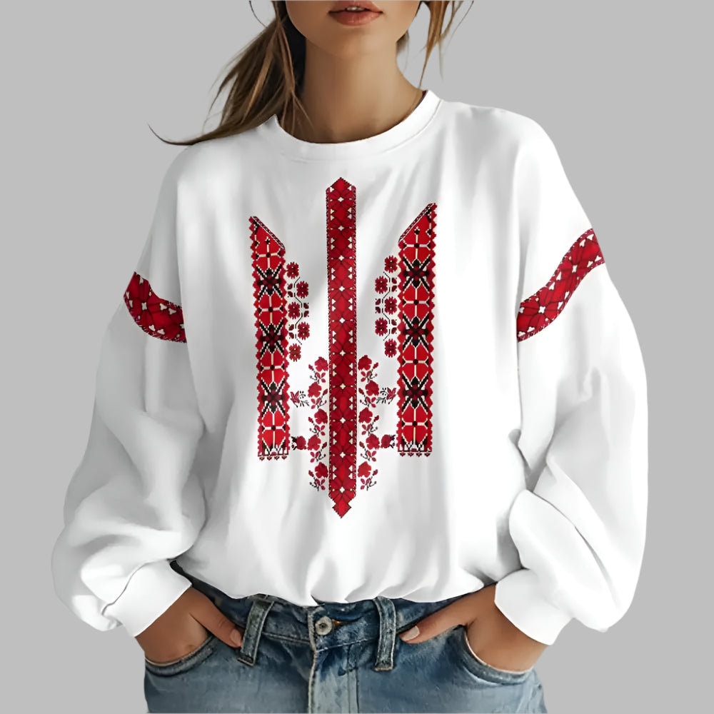 Image of Ukrainian Folk Print Oversized Hoodie at Casualflowshop