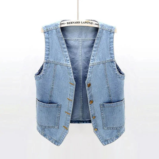 Women's Denim Sleeveless Vest - Spring/Summer - CasualFlowshop