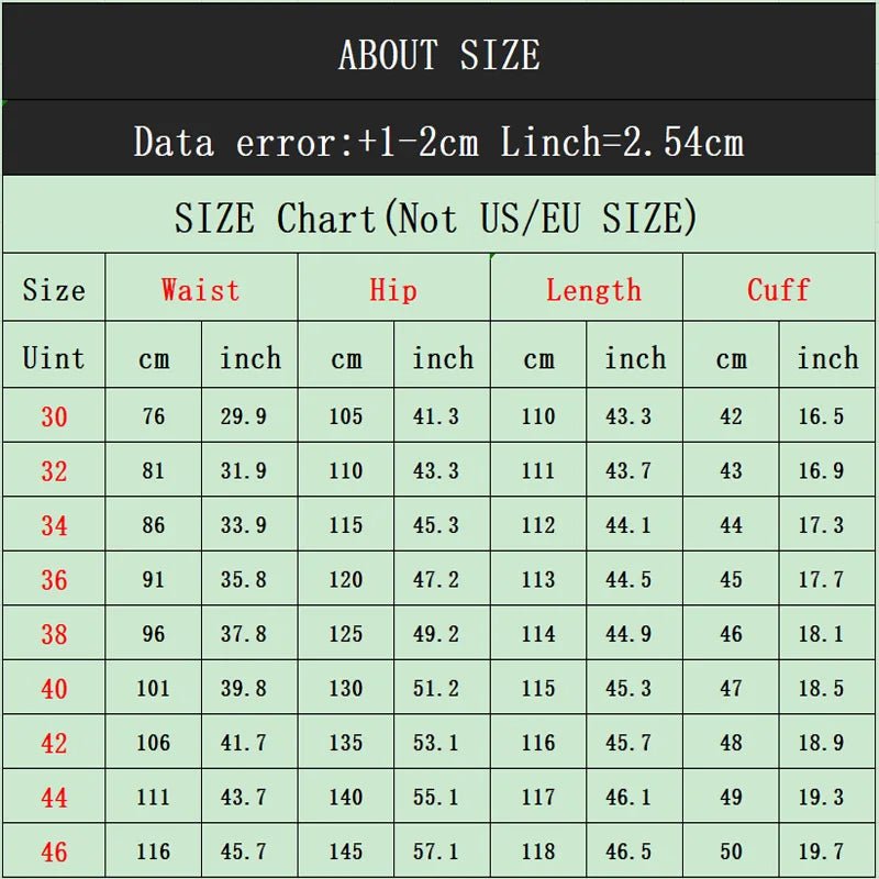 Chart of the Elevate Your Streetwear Game with Urban Cool Jean Pants - CasualFlowshop