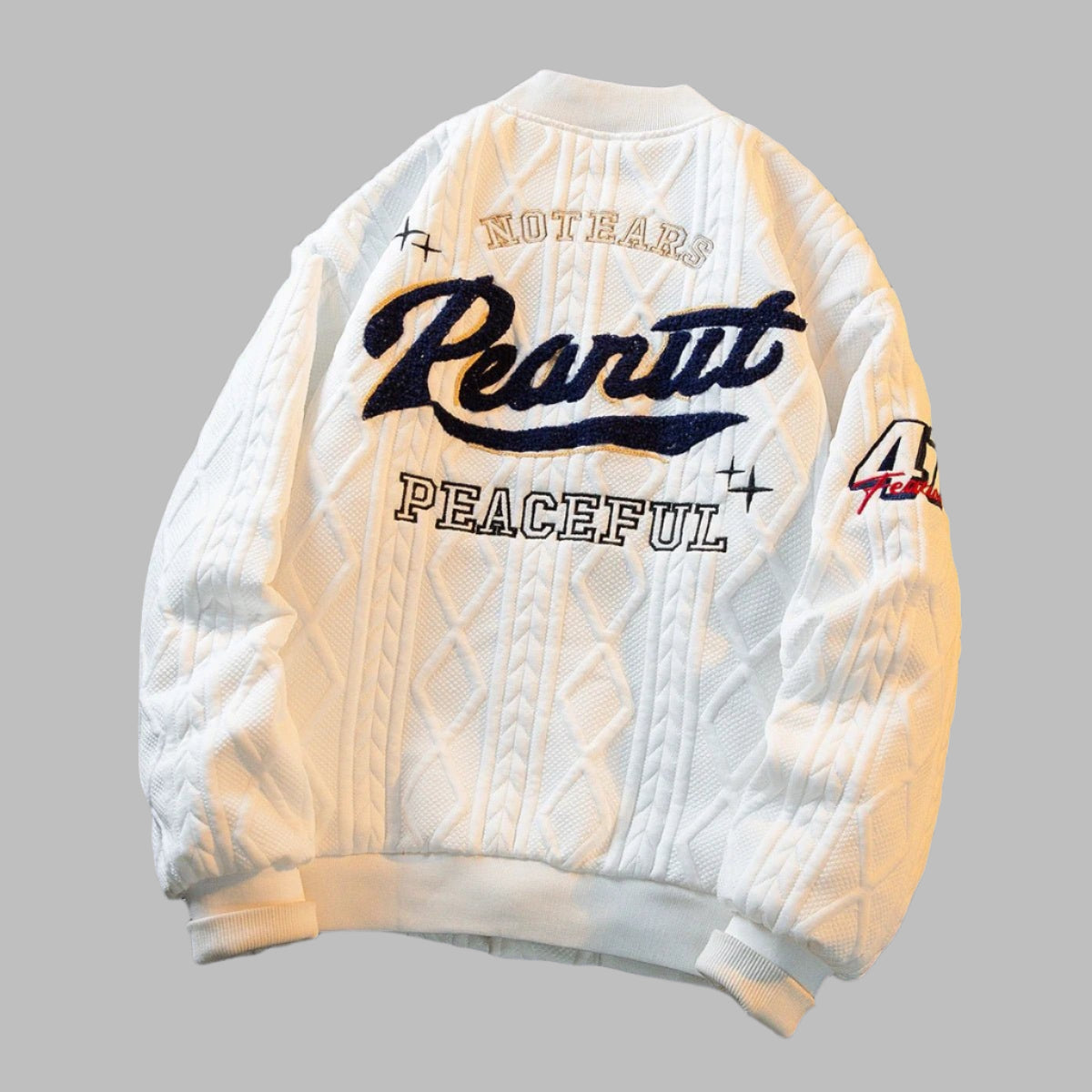 Kinder college varsity jacket in navy and white for kids - Casualflowshop