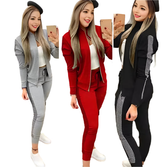 Women's Athleisure Set – Dot Turtleneck Sweatshirt & Slim Joggers | CasualFlowshop