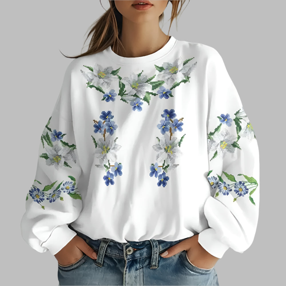 Image of Ukrainian Folk Print Oversized Hoodie at Casualflowshop