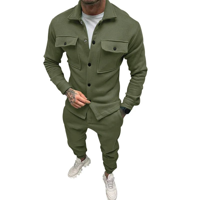 Men’s Solid Color Jacket & Pants Outfit – Casual Streetwear 2 - Piece Set - CasualFlowshop