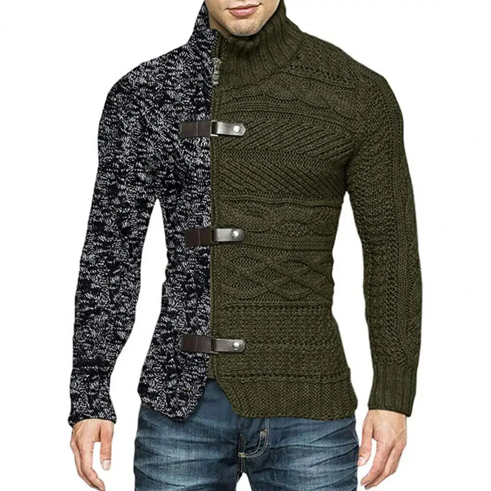 Upgrade Your Winter Wardrobe: Unique Asymmetrical Men's Knitted Sweater Coat - Art in Attire-CasualFlowshop 