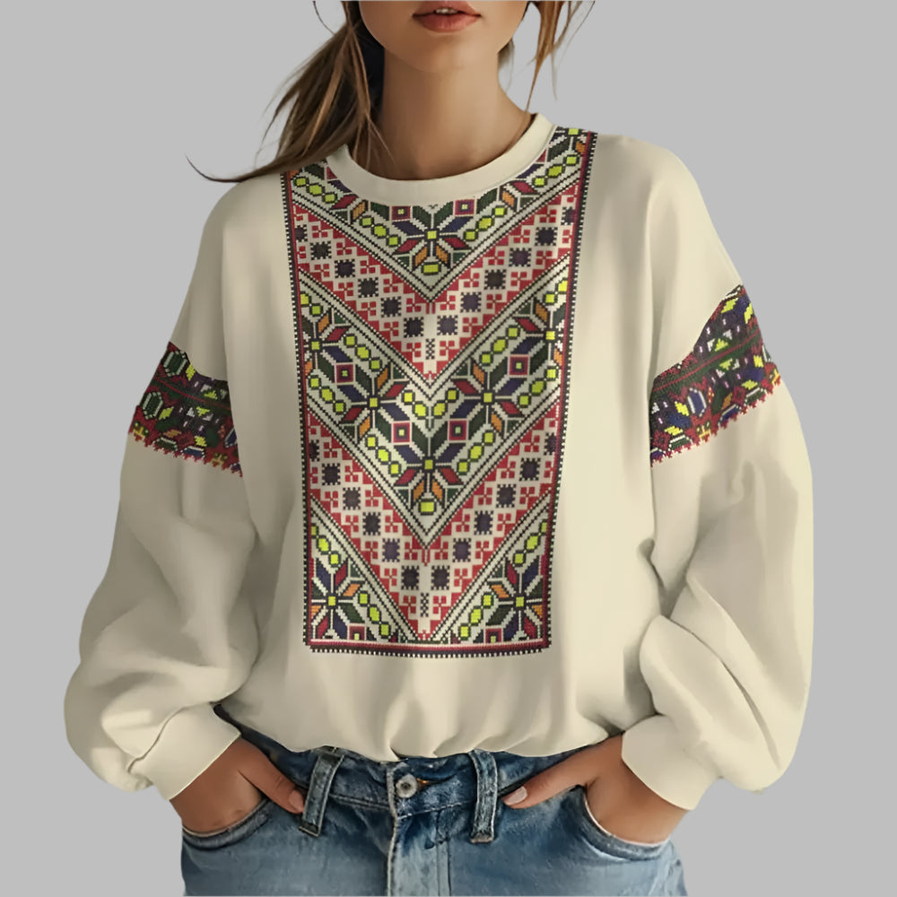 Image of Ukrainian Folk Print Oversized Hoodie at Casualflowshop