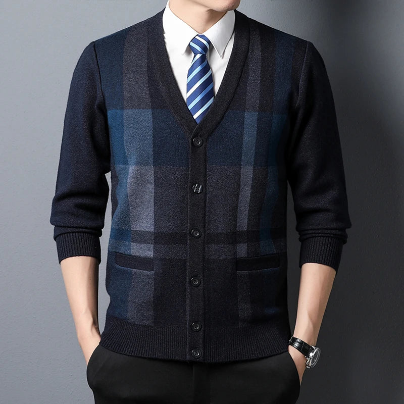 2023 Autumn Fashion: Men's Knitted V-neck Sweater - Art in Attire-CasualFlowshop 