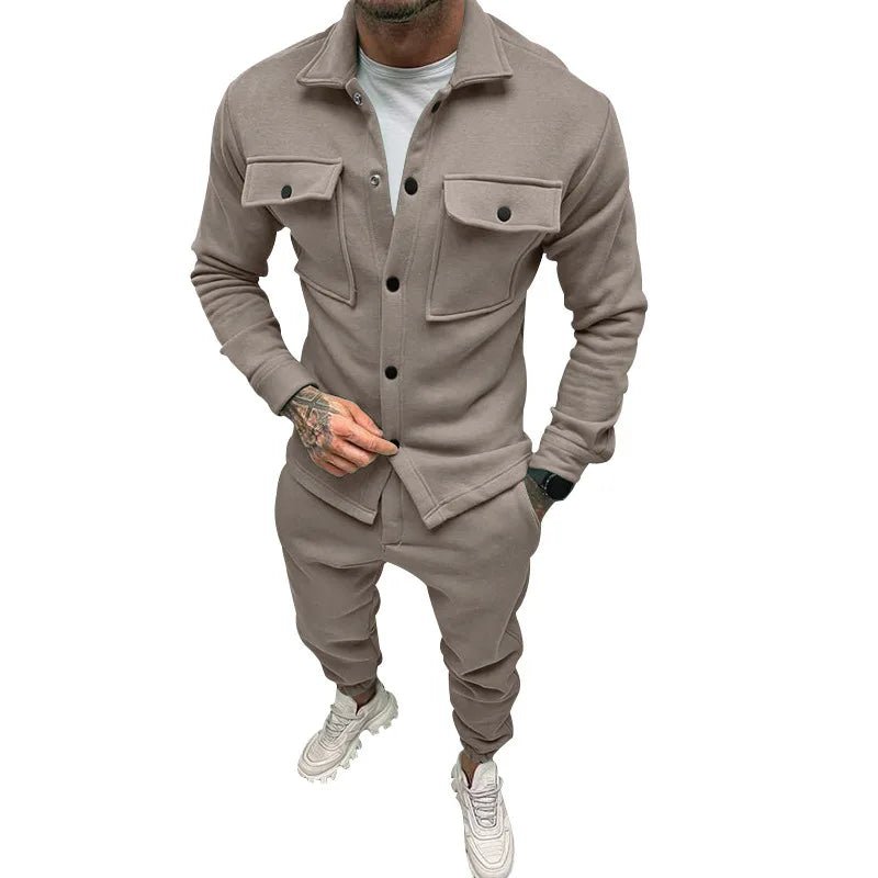 Men’s Solid Color Jacket & Pants Outfit – Casual Streetwear 2 - Piece Set - CasualFlowshop