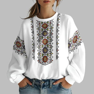 Sudadera de gran tamaño con estampado folclórico ucraniano
