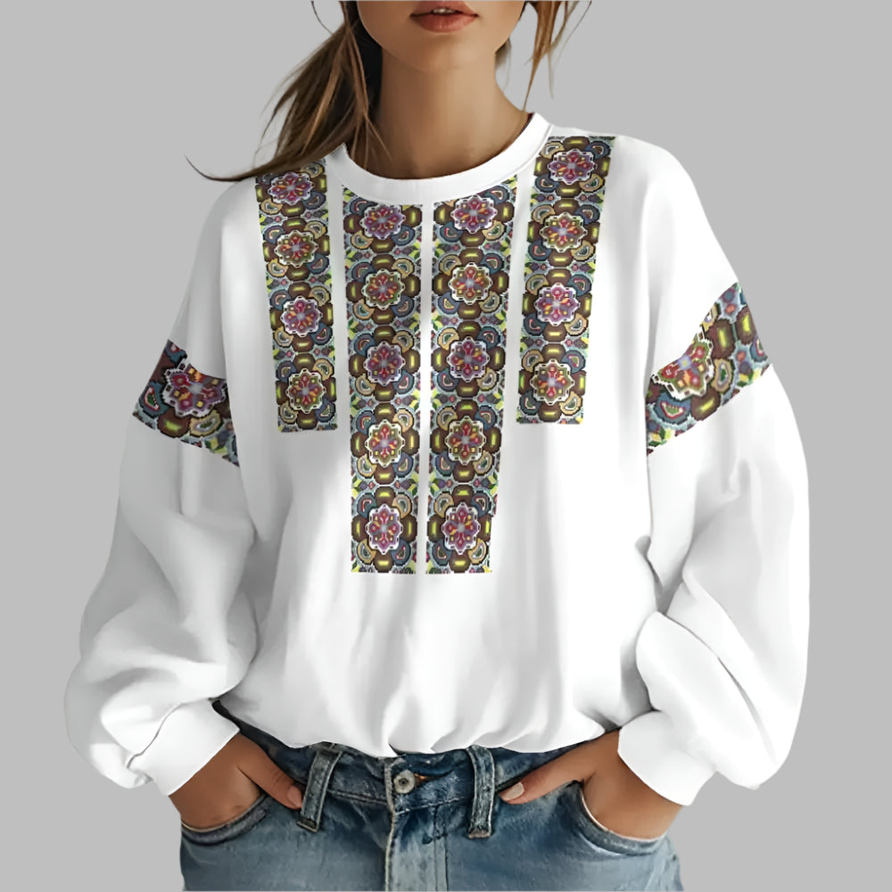 Image of Ukrainian Folk Print Oversized Hoodie at Casualflowshop