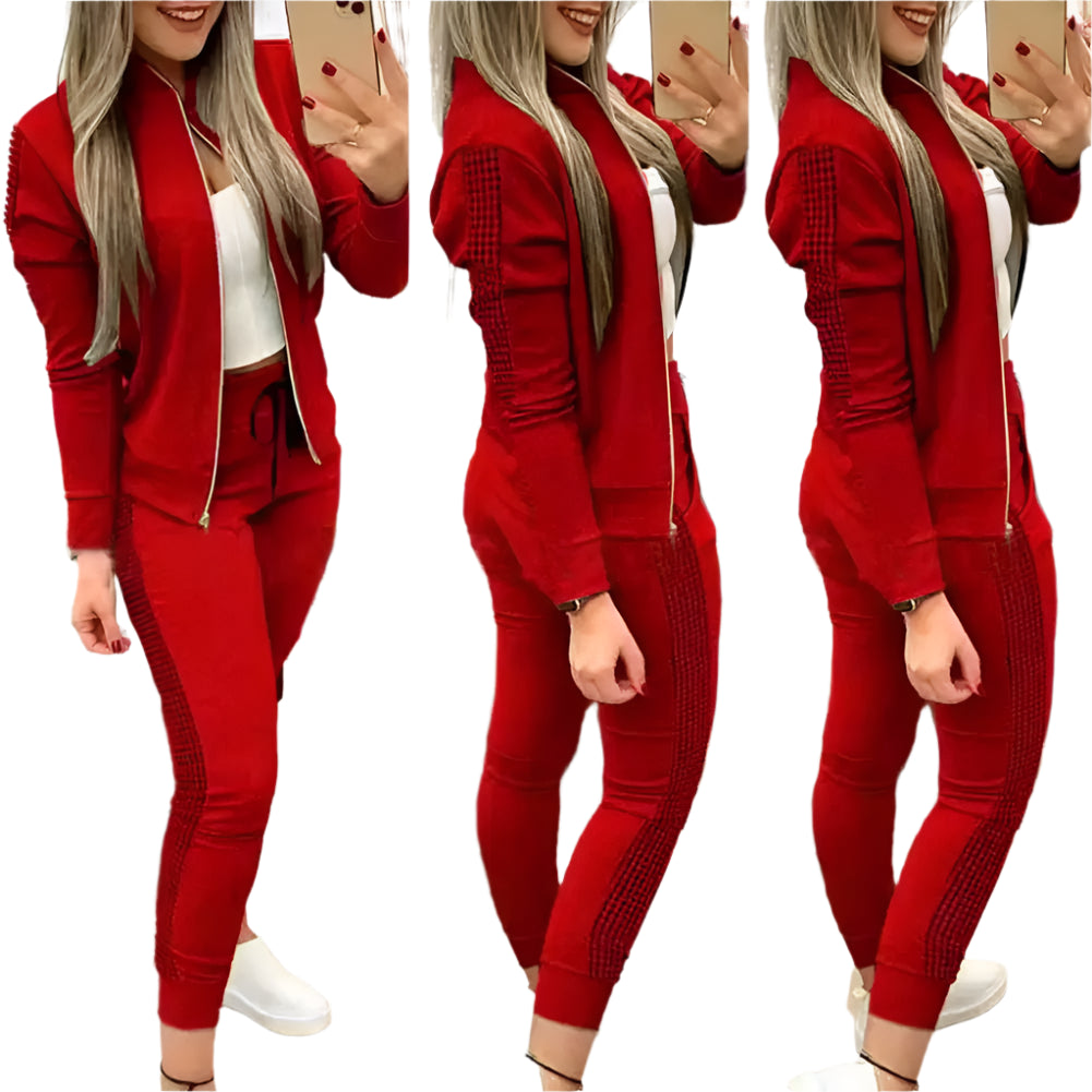 Women's Athleisure Set – Dot Turtleneck Sweatshirt & Slim Joggers | CasualFlowshop