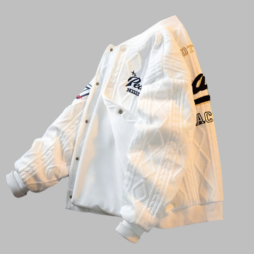 Kinder college varsity jacket in navy and white for kids - Casualflowshop