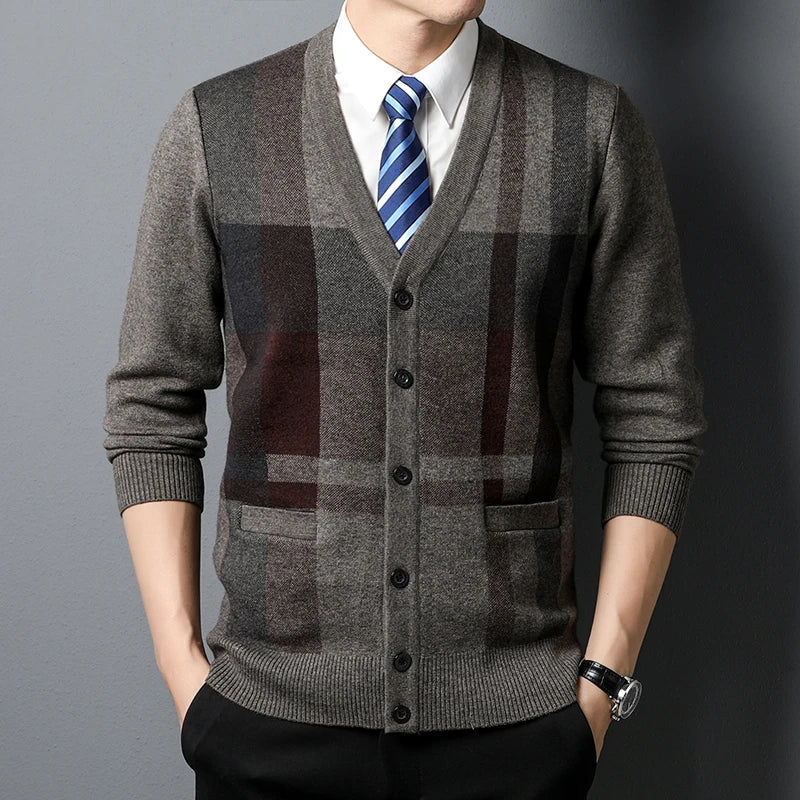 2023 Autumn Fashion: Men's Knitted V-neck Sweater - Art in Attire-CasualFlowshop 