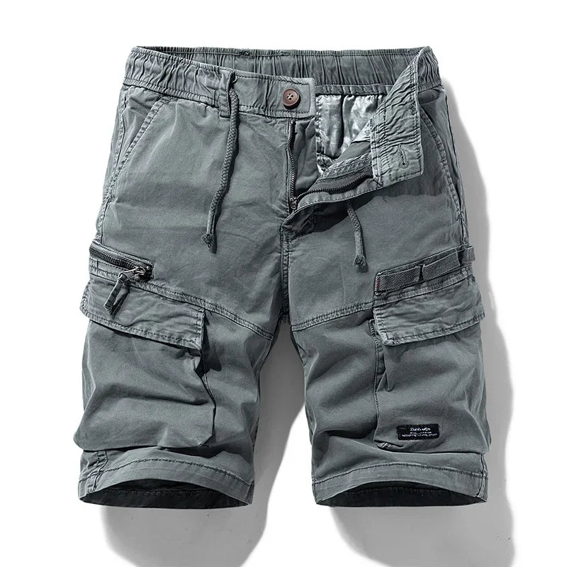 Men's Cotton Cargo Camouflage Shorts with pockets and breathable fabric.