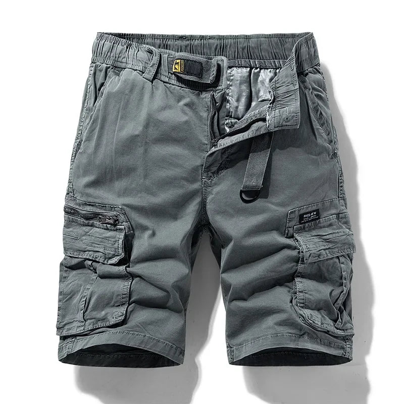 Men's Cotton Cargo Camouflage Shorts with pockets and breathable fabric.