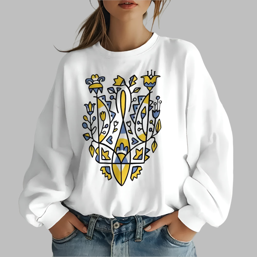 Image of Ukrainian Folk Print Oversized Hoodie at Casualflowshop