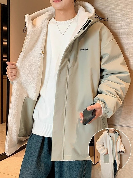Men's Cashmere Winter Fleece Hooded Jacket - casualflowshop