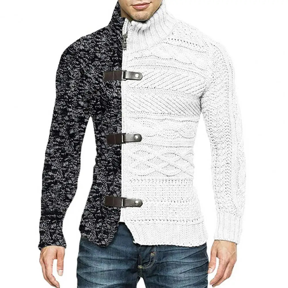 Upgrade Your Winter Wardrobe: Unique Asymmetrical Men's Knitted Sweater Coat - Art in Attire-CasualFlowshop 