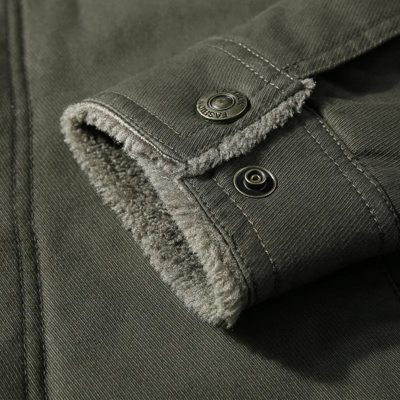 Men’s Thick Lamb Wool Military Jacket - CasualFlowshop