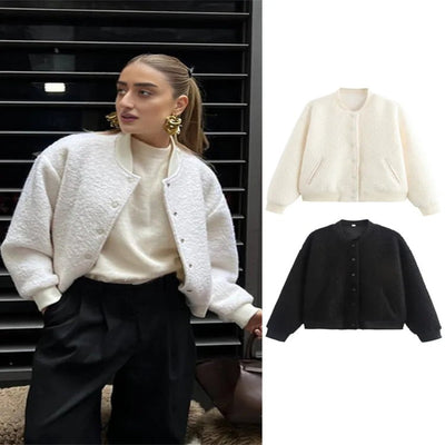 Women’s Button Jacket – Elegant Warm Coat for Autumn & Winter