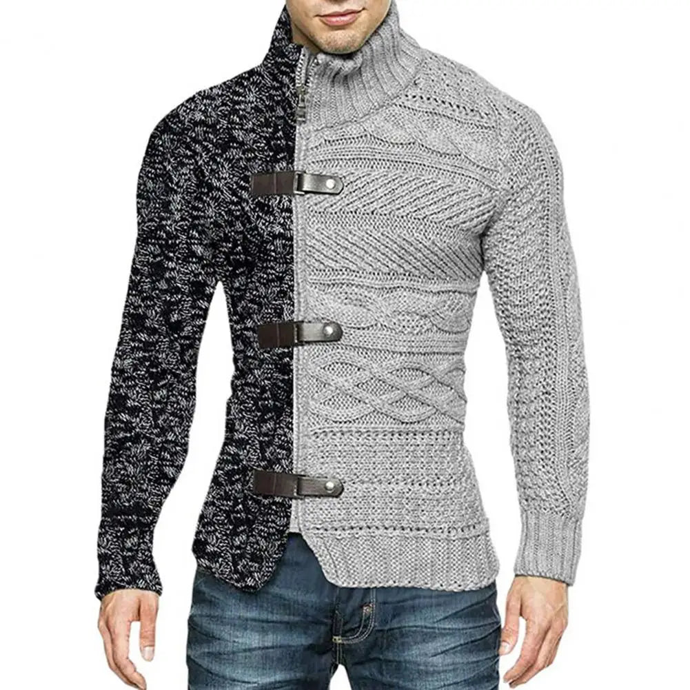 Upgrade Your Winter Wardrobe: Unique Asymmetrical Men's Knitted Sweater Coat - Art in Attire-CasualFlowshop 