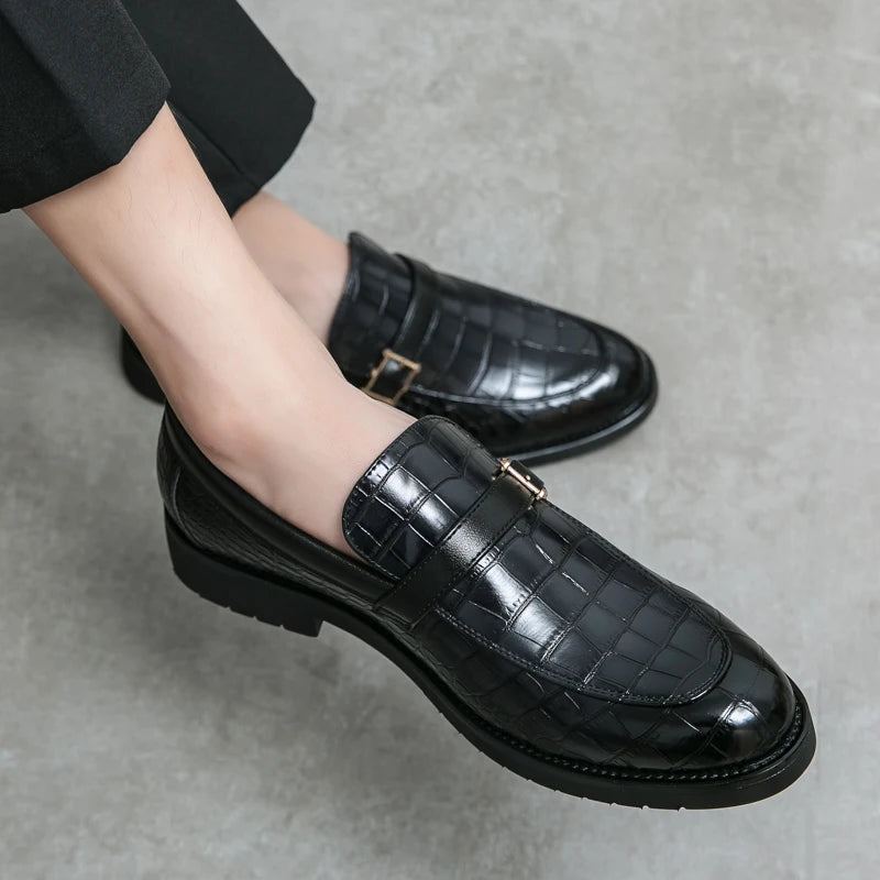 Men's Luxury Patent Leather Loafers Size 48 - CasualFlowshop
