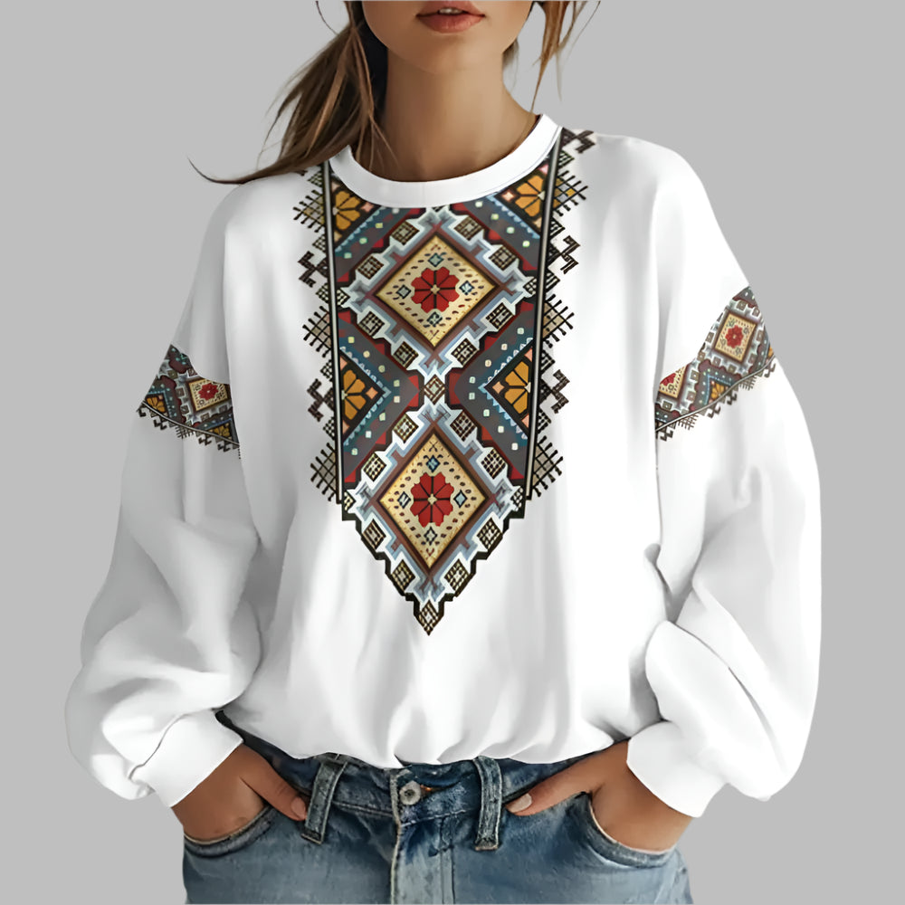 Image of Ukrainian Folk Print Oversized Hoodie at Casualflowshop