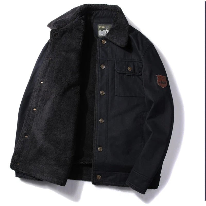 Men’s Thick Lamb Wool Military Jacket - CasualFlowshop