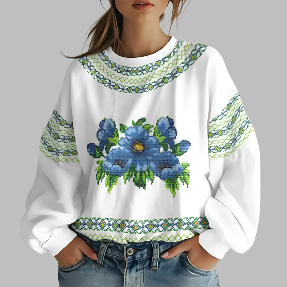 Image of Ukrainian Folk Print Oversized Hoodie at Casualflowshop
