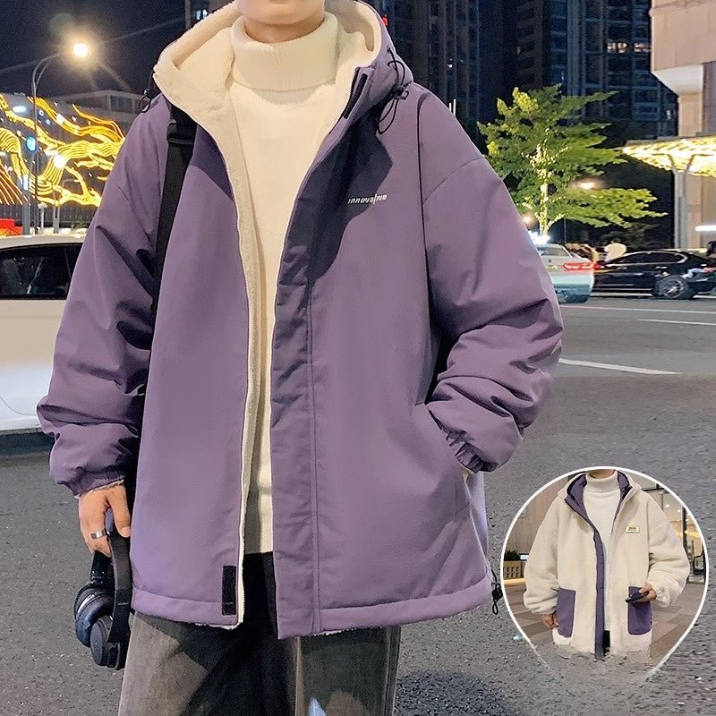 Men's Cashmere Winter Fleece Hooded Jacket - casualflowshop