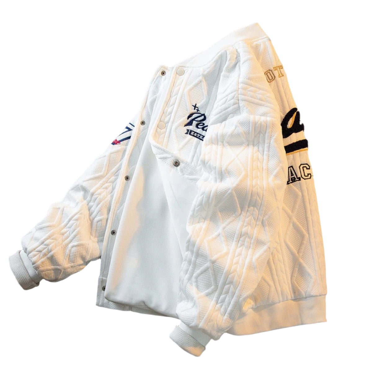 Kinder college varsity jacket in navy and white for kids - Casualflowshop