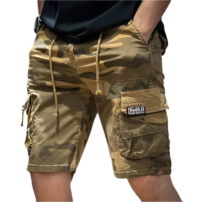 Pantalones cortos cargo de algodón camuflados para hombre: duraderos y cómodos.