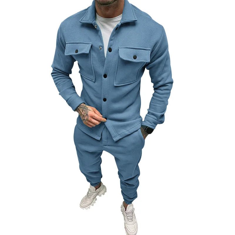 Men’s Solid Color Jacket & Pants Outfit – Casual Streetwear 2 - Piece Set - CasualFlowshop
