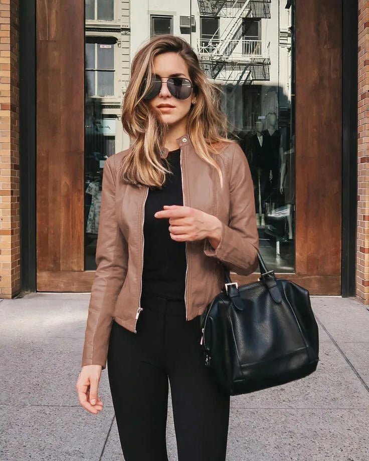 Women’s Urban PU Leather Jacket – Sleek Y2K Street Look - CasualFlowshop