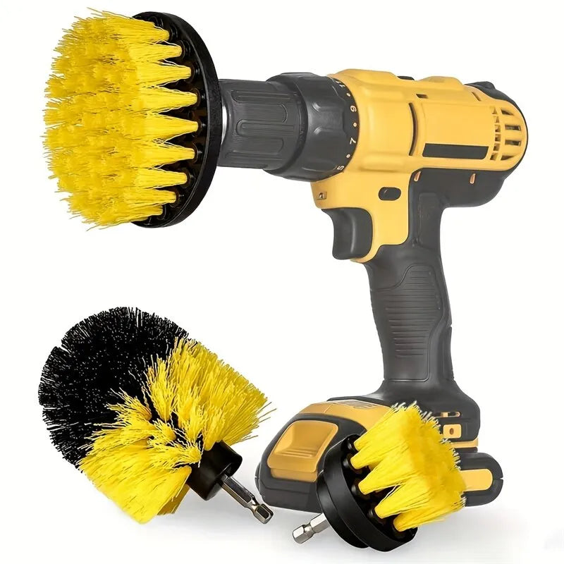 Drill-Powered Brush Set: 3-Piece Multi-Surface Cleaning Kit for Bathroom, Tub, Tile, and Carpet - Drill-Powered Brush Set-CasualFlowshop 