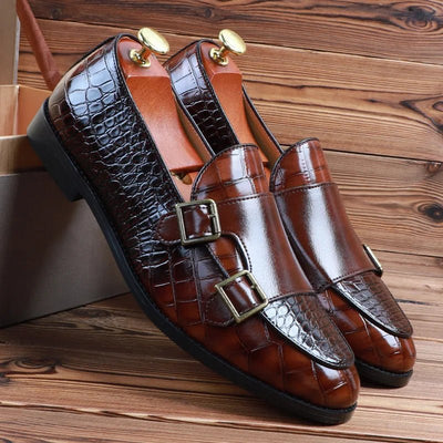 Mocasines de lujo con estampado de cocodrilo para hombre