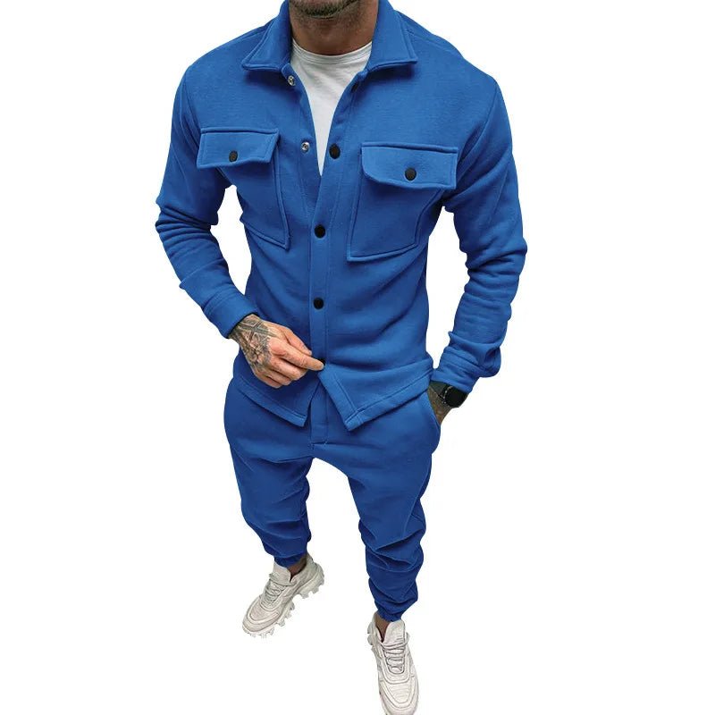Men’s Solid Color Jacket & Pants Outfit – Casual Streetwear 2 - Piece Set - CasualFlowshop