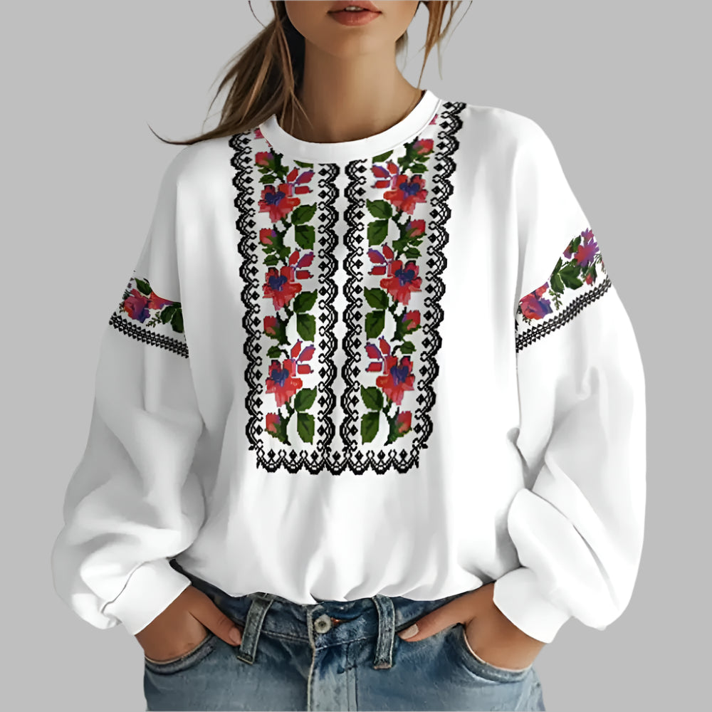 Image of Ukrainian Folk Print Oversized Hoodie at Casualflowshop